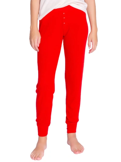 Shop Pj Salvage Textured Essentials Ribbed Knit Joggers In Red