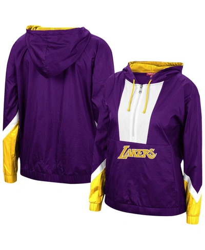 Mitchell & Ness Women's Purple Los Angeles Lakers Half-zip Windbreaker 2.0 Hoodie Jacket In Purple