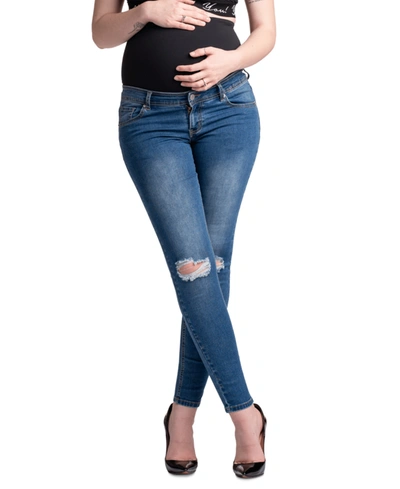 Shop Preggo Leggings Santa Monica Skinny Maternity Jeans In Navy