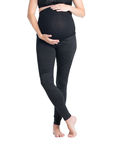 Shop Preggo Leggings Moto Maternity Leggings In Black