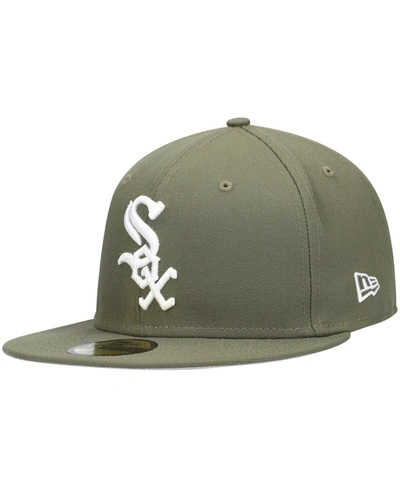 Shop New Era Men's  Olive Chicago White Sox Logo White 59fifty Fitted Hat