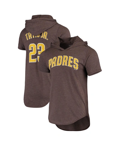 Majestic Men's Fernando Tatis Jr. Heathered Brown San Diego Padres Softhand Player Tri-blend Hoodie T-shirt In Brown