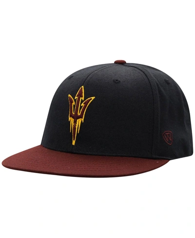 Shop Top Of The World Men's Black And Maroon Arizona State Sun Devils Team Color Two-tone Fitted Hat In Black/maroon
