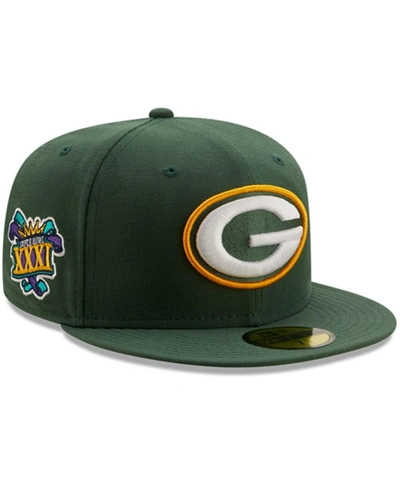 Shop New Era Men's Green Green Bay Packers Super Bowl Xxxi Patch Gold Undervisor 59fify Fitted Hat