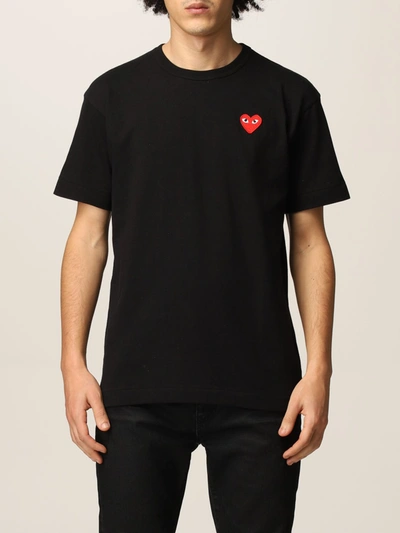 Shop Comme Des Garçons Play Logo Tshirt In Black