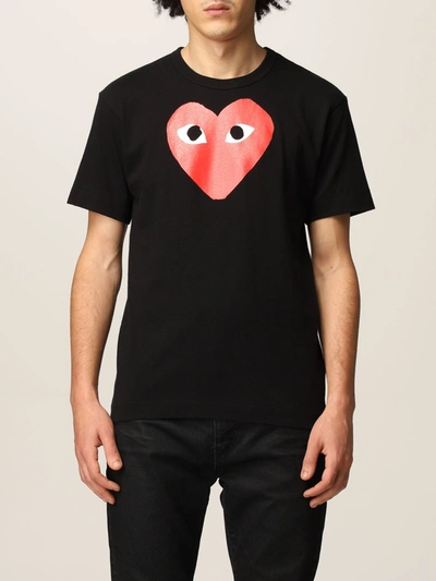Shop Comme Des Garçons Play T-shirt With Print In Black