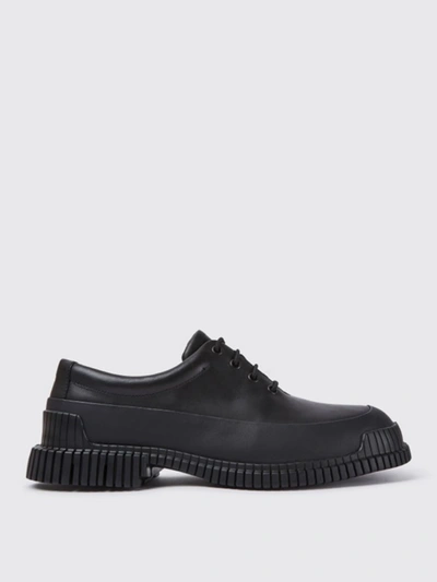 Camper Pix Lace Up Shoes In Black Leather In Black