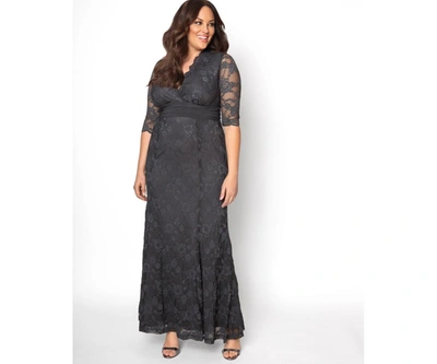 Shop Kiyonna Women's Plus Size Screen Siren Lace Gown In Gray