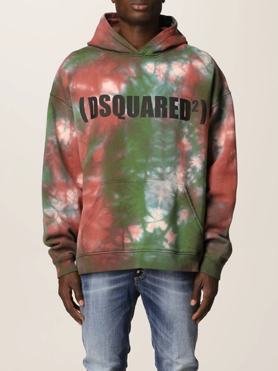 Shop Dsquared2 Sweatshirt In Tie Dye Cotton In Green
