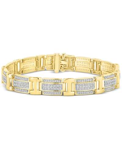 Shop Macy's Men's Diamond Link Bracelet (3 Ct. T.w.) In 10k Gold
