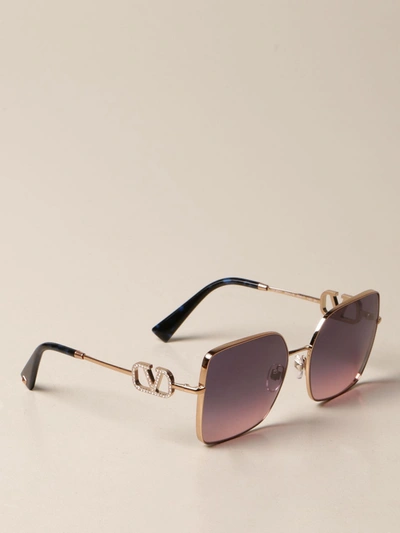 Shop Valentino Sunglasses In Acetate And Metal With Vlogo In Blue