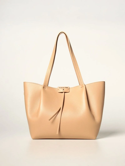 Shop Patrizia Pepe Bag In Grained Leather In Beige