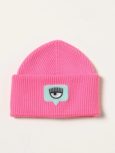 Shop Chiara Ferragni Eyelike  Beanie Hat In Pink
