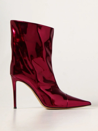 Alexandre Vauthier Raquel 105 Patent Leather Ankle Boots In Burgundy