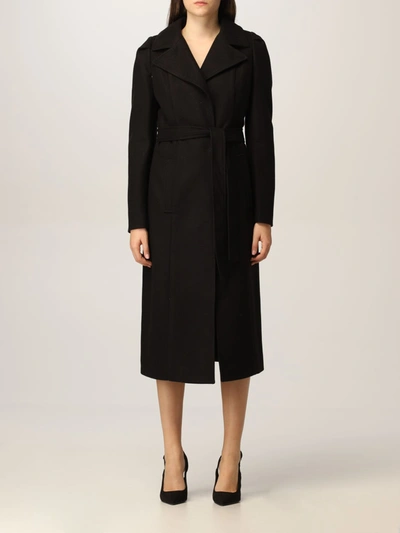 Shop Liu •jo Coat In Wool Blend In Black