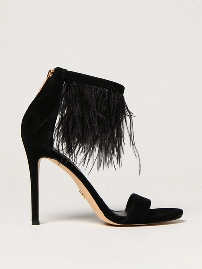 Shop Michael Michael Kors Meena  Sandal With Feathers In Black