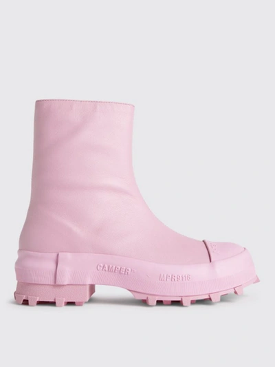 Shop Camperlab Traktori  Leather Ankle Boots In Pink