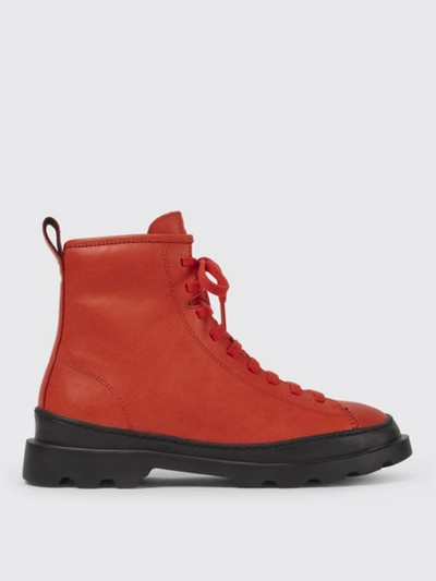 Shop Camper Brutus  Leather Ankle Boots In Red