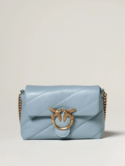 Shop Pinko Love Baby Puff Maxy Quilt  Bag In Leather In Gnawed Blue
