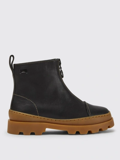 Camper Brutus  Leather Ankle Boots In Black