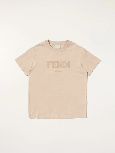 Shop Fendi T-shirt  Kids Color Cream
