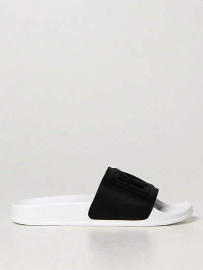 Shop Dolce & Gabbana Slide Sandals In Leather In Black