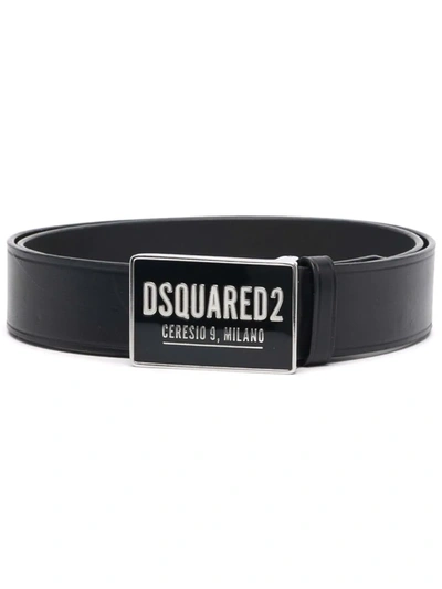 Shop Dsquared2 Logo-plaque Leather Belt In Schwarz