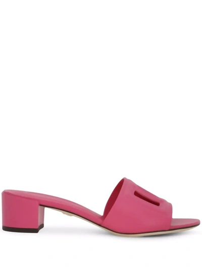 Shop Dolce & Gabbana Dg Cut-out Leather Sandals In Violett