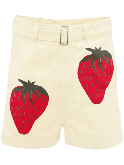 Shop Jw Anderson Strawberry-print Shorts In Nude