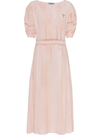 Prada Logo-print Crepe Dress In Rosa