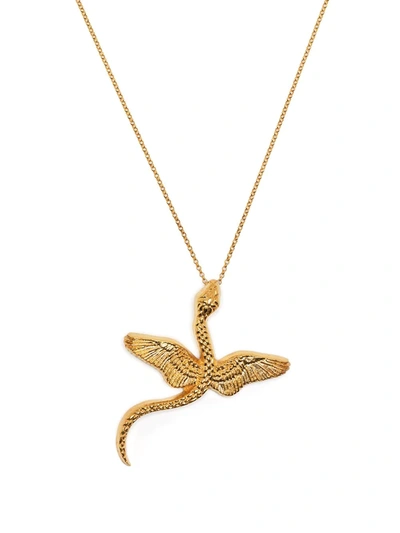 Shop Natia X Lako Winged Snake Pendant Necklace In Gold