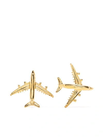 Shop Natia X Lako Airplane Brass Earrings In Gold