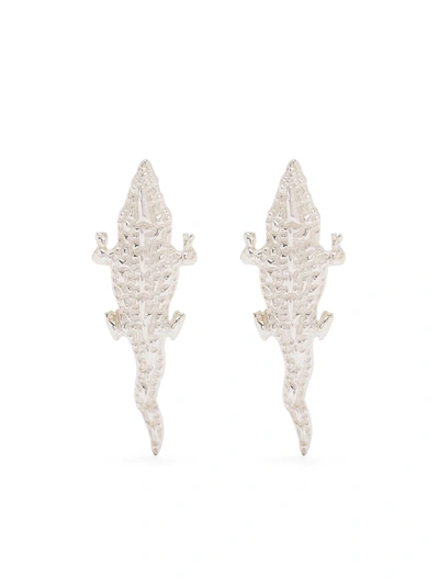 Shop Natia X Lako Crocodile Silver Earrings In Silber