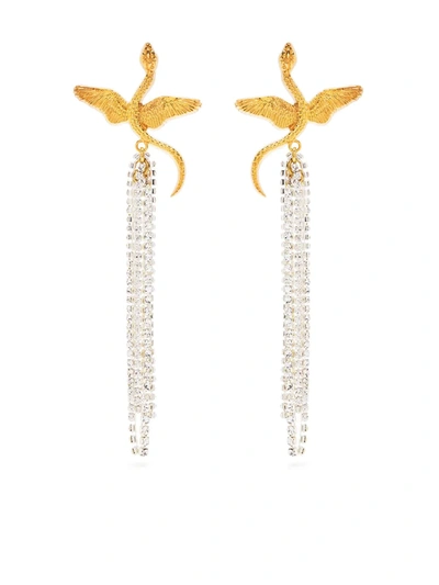 Shop Natia X Lako Snake Crystal-embellished Earrings In Gold
