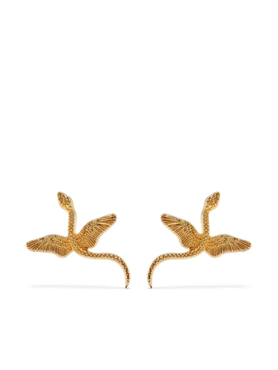 Shop Natia X Lako Winged Snake Earrings In Gold
