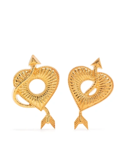 Shop Natia X Lako Heart Earrings In Gold