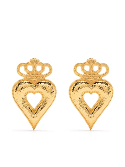 Shop Natia X Lako Heart Brass Earrings In Gold