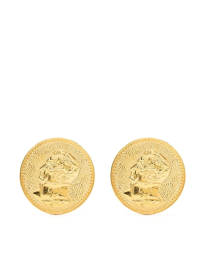 Shop Natia X Lako Coin Brass Earrings In Gold