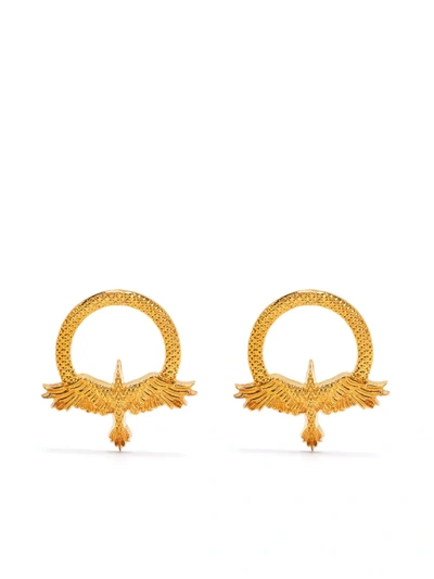 Shop Natia X Lako Bird Hoop Earrings In Gold