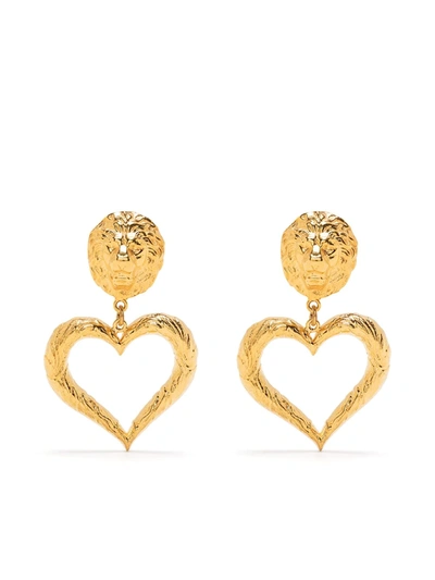 Shop Natia X Lako Heart Pendant Earrings In Gold