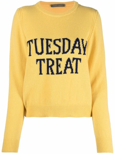 Shop Alberta Ferretti Intarsia-knit Long-sleeve Jumper In Gelb