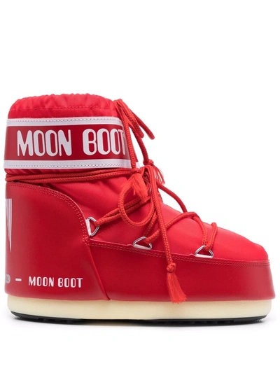 Shop Moon Boot Logo-print Lace-up Snow Boots In Rot