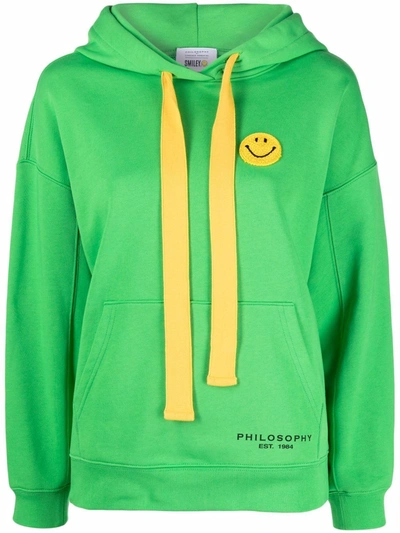 Philosophy Di Lorenzo Serafini Smiley Face-print Pullover Hoodie In Grün