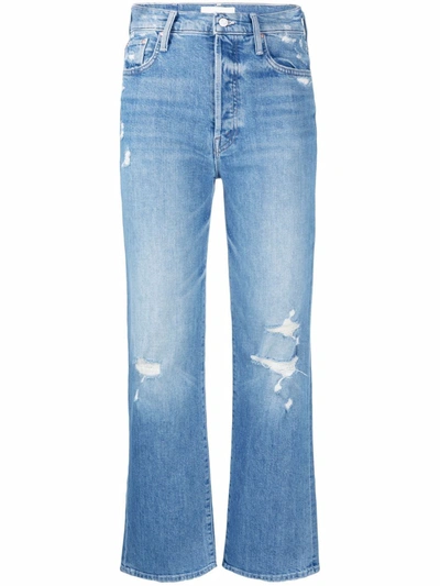 Mother The Rambler Sneak High-waisted Pants In Blue In Blau