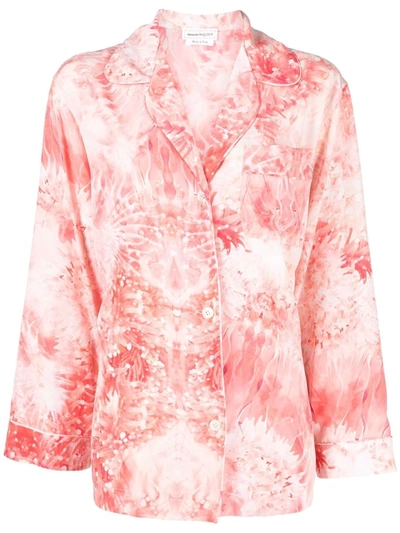 Shop Alexander Mcqueen Sea Coral Pajama Shirt In Rosa