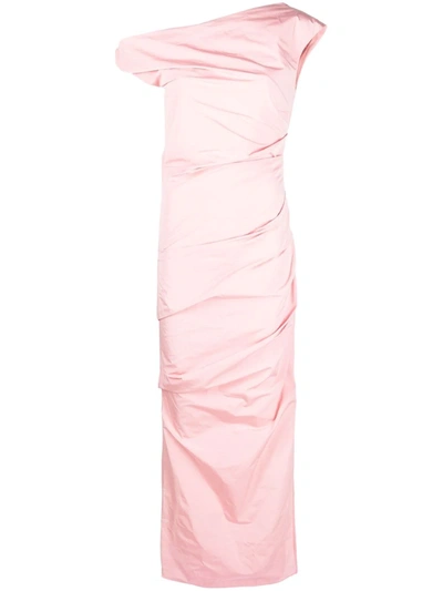 Shop Paris Georgia Draped-design Off-shoulder Dress In Pink