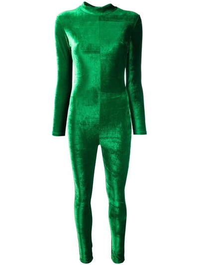 Shop Alchemy X Lia Aram Velvet Full-length Jumpsuit In Green