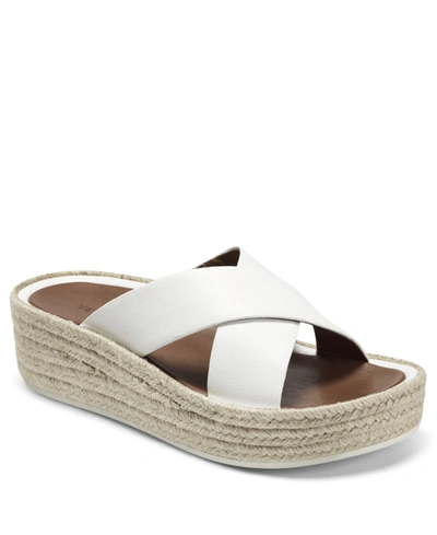 Shop Aerosoles Women's Day Wedge Espadrille Sandals Women's Shoes In White Polyurethane- Faux Leather