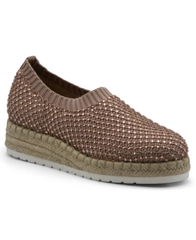 Women's Nicola Beaded Stretch Slip-on Wedge Espadrilles Women's Shoes In  Taupe-bk