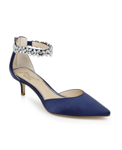 Jewel Badgley Mischka Women's Raleigh Rhinestone Ankle Strap Evening Pumps In Blue